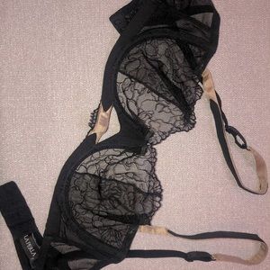 La perla 34/c Black and Tan lace underwire bra